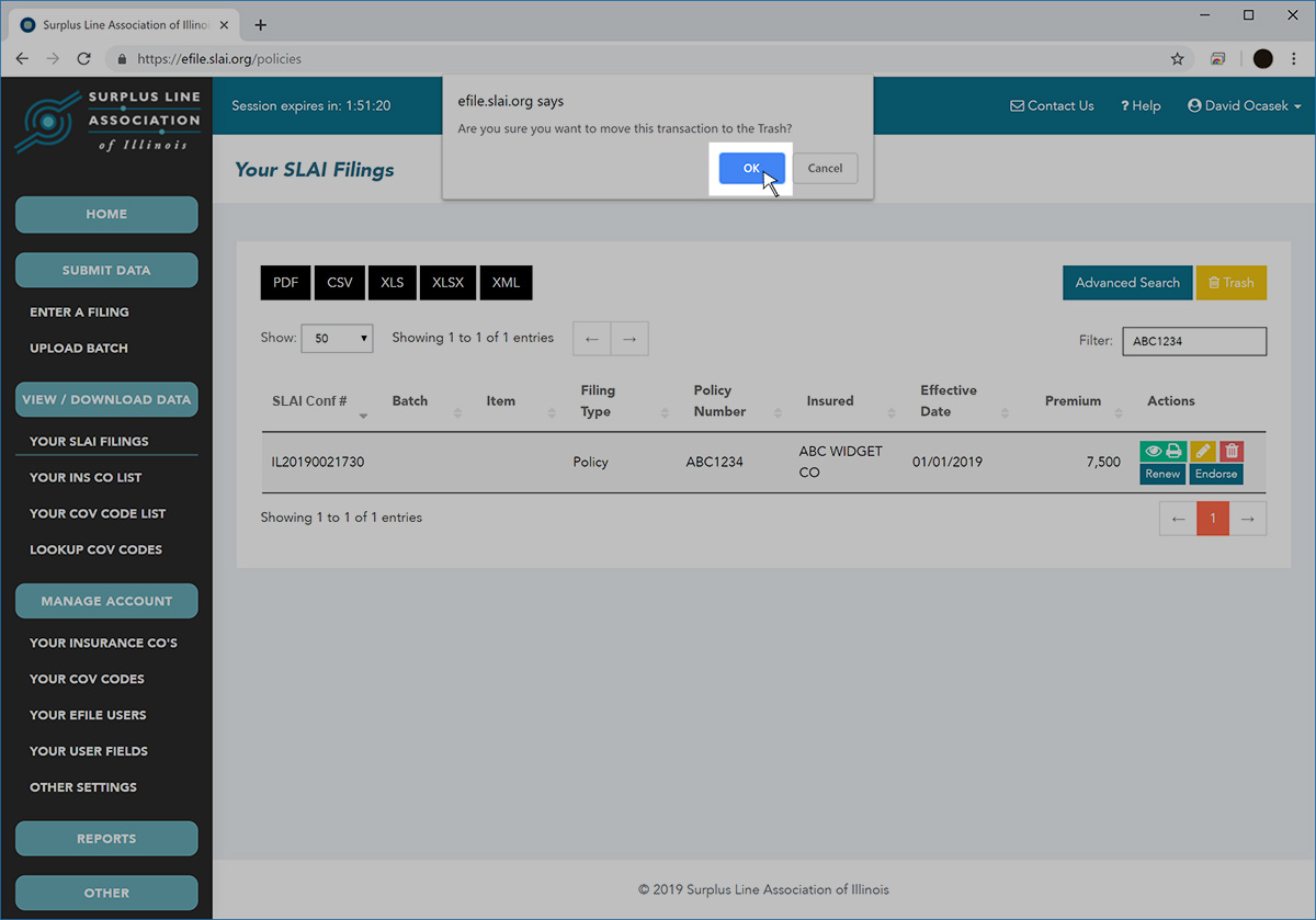 Deleting Current Month Filing Screenshot 02