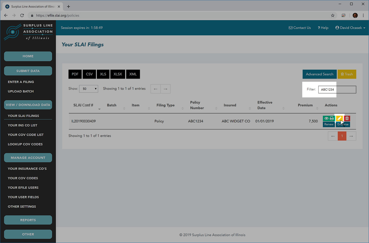 Editing Current Month Filing Screenshot 01