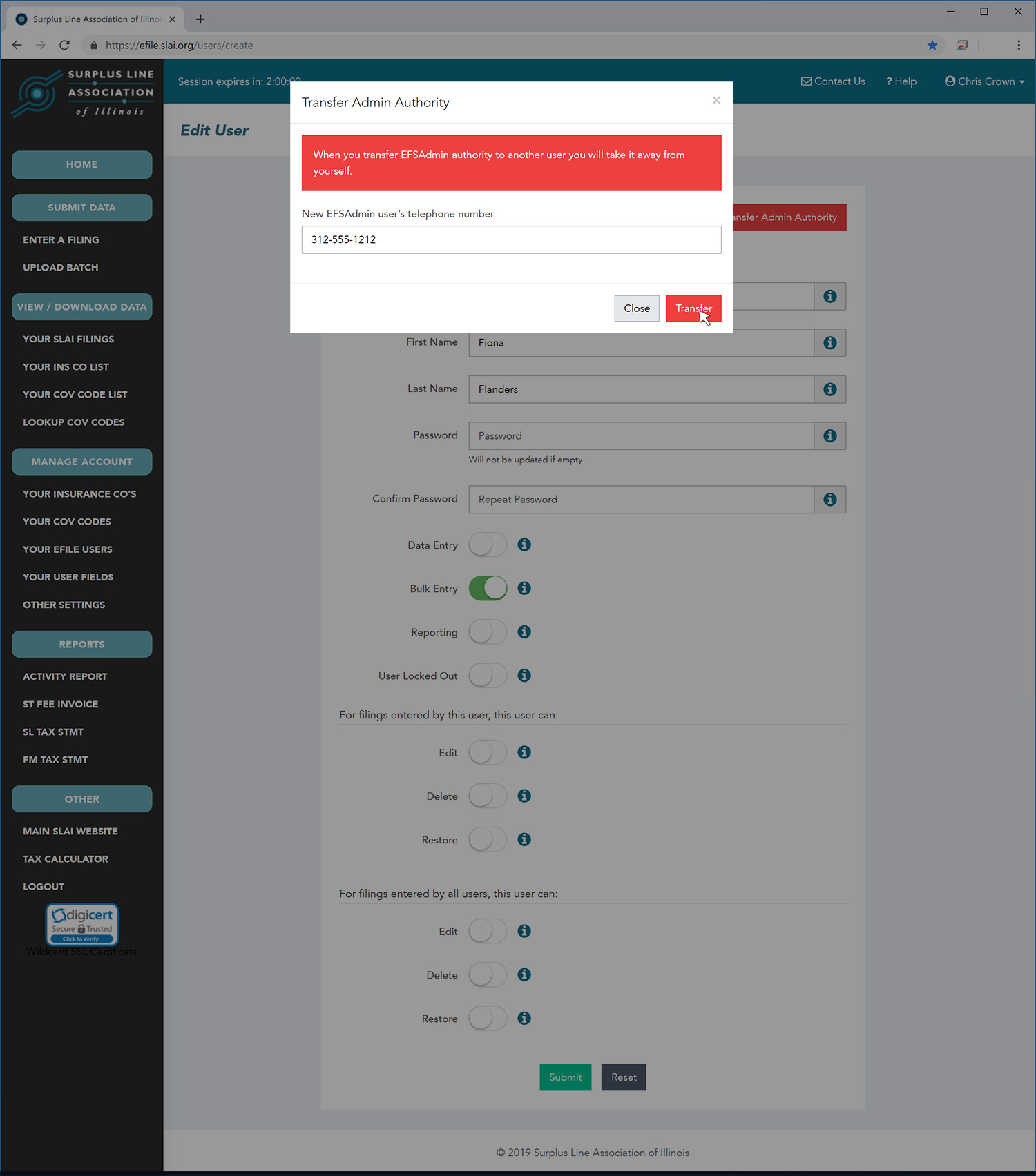 Transfer Admin Screenshot 03
